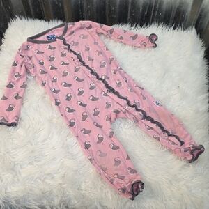 Kickee Pants Pink w/ Bird Patterned Kids One Piece